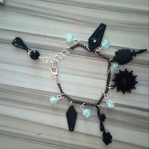 Halloween charmed bracelet silver and black